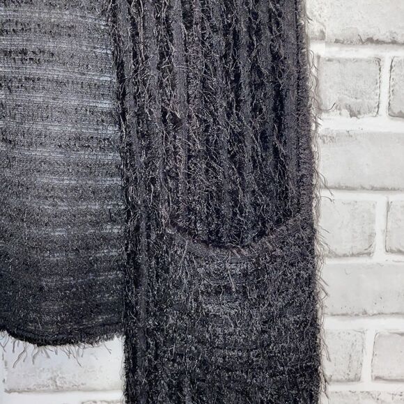 Joseph Ribkoff Eyelash Black Cardigan Vest  Open Front Pockets Size 8 - Picture 4 of 6